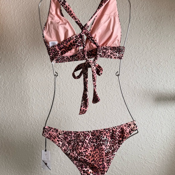Shade & Shore pink leopard bikini Sz Small - Picture 5 of 7